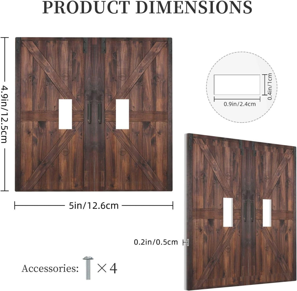 Decorative Light Switch Cover Plate Vintage Brown Farmhouse Barn Door 2 Gang Outlet Covers Double Toggle Wall Plates for Electrical Outlets Switch Plate Covers Faceplate for Bedroom Home Decor
