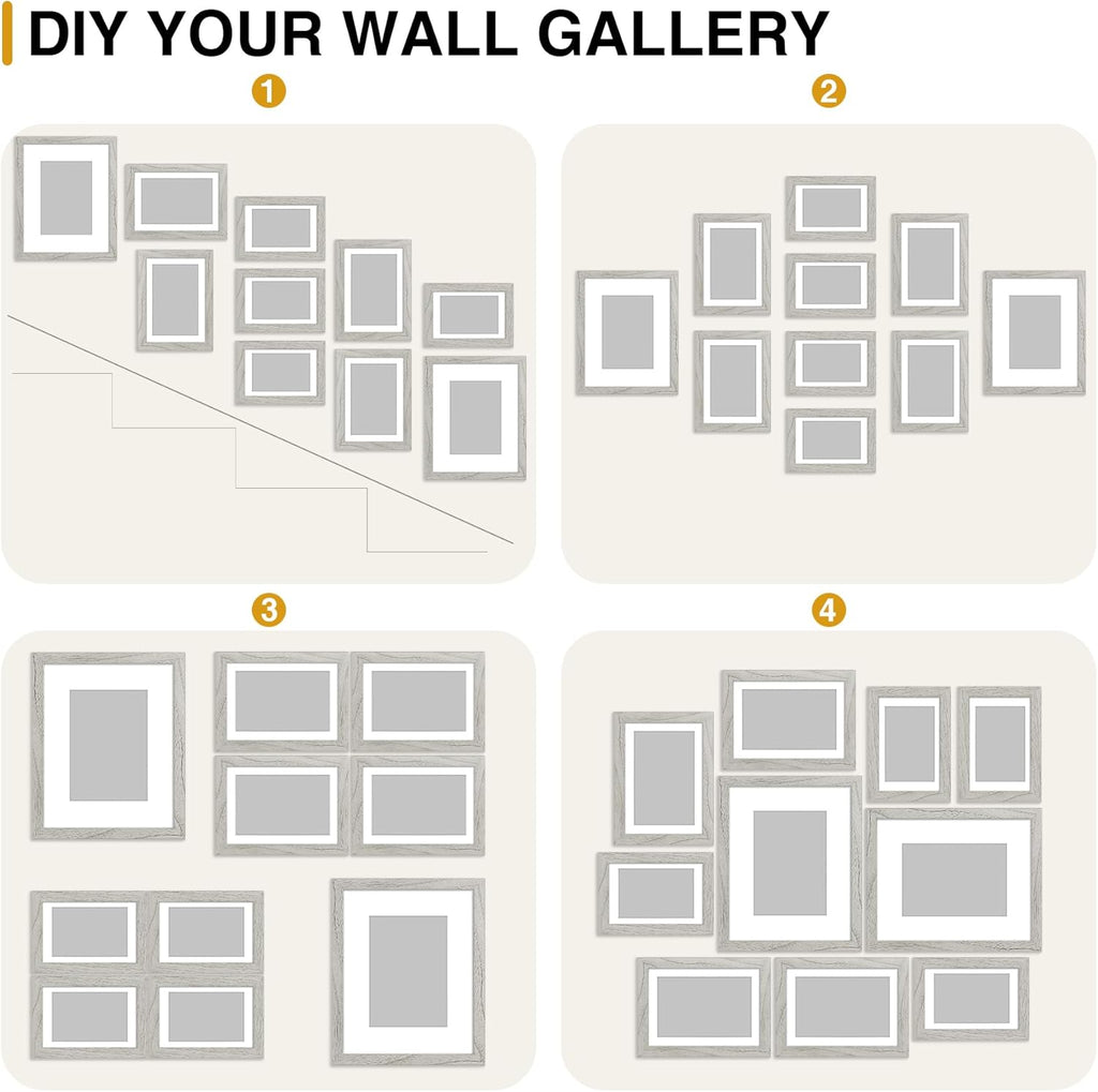 decorUhome Picture Frames Collage Wall Decor for Photo Gallery Display, Assorted Picture Frames set of 10 Including Two 8x10 / Four 5x7 / Four 4x6 for Family Wall Decor, Grey, 10 Pack