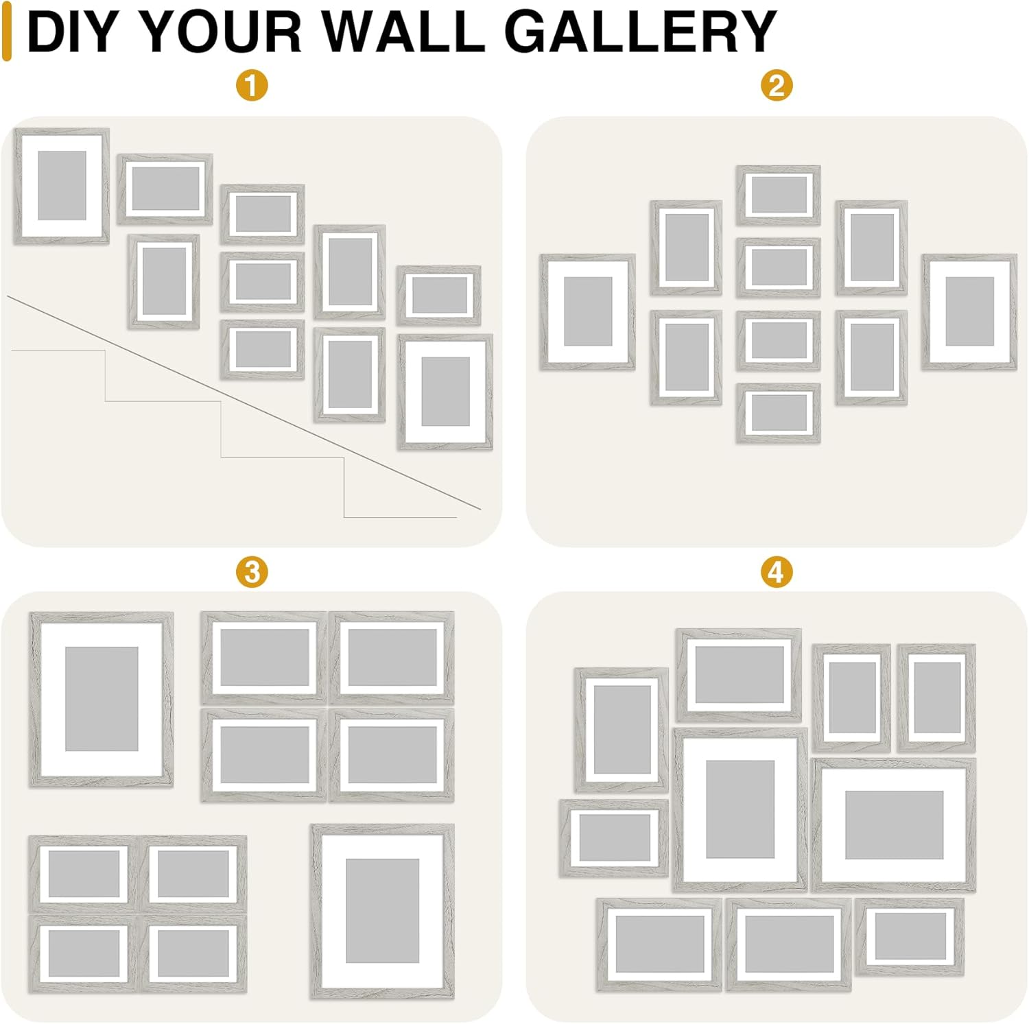 decorUhome Picture Frames Collage Wall Decor for Photo Gallery Display, Assorted Picture Frames set of 10 Including Two 8x10 / Four 5x7 / Four 4x6 for Family Wall Decor, Grey, 10 Pack