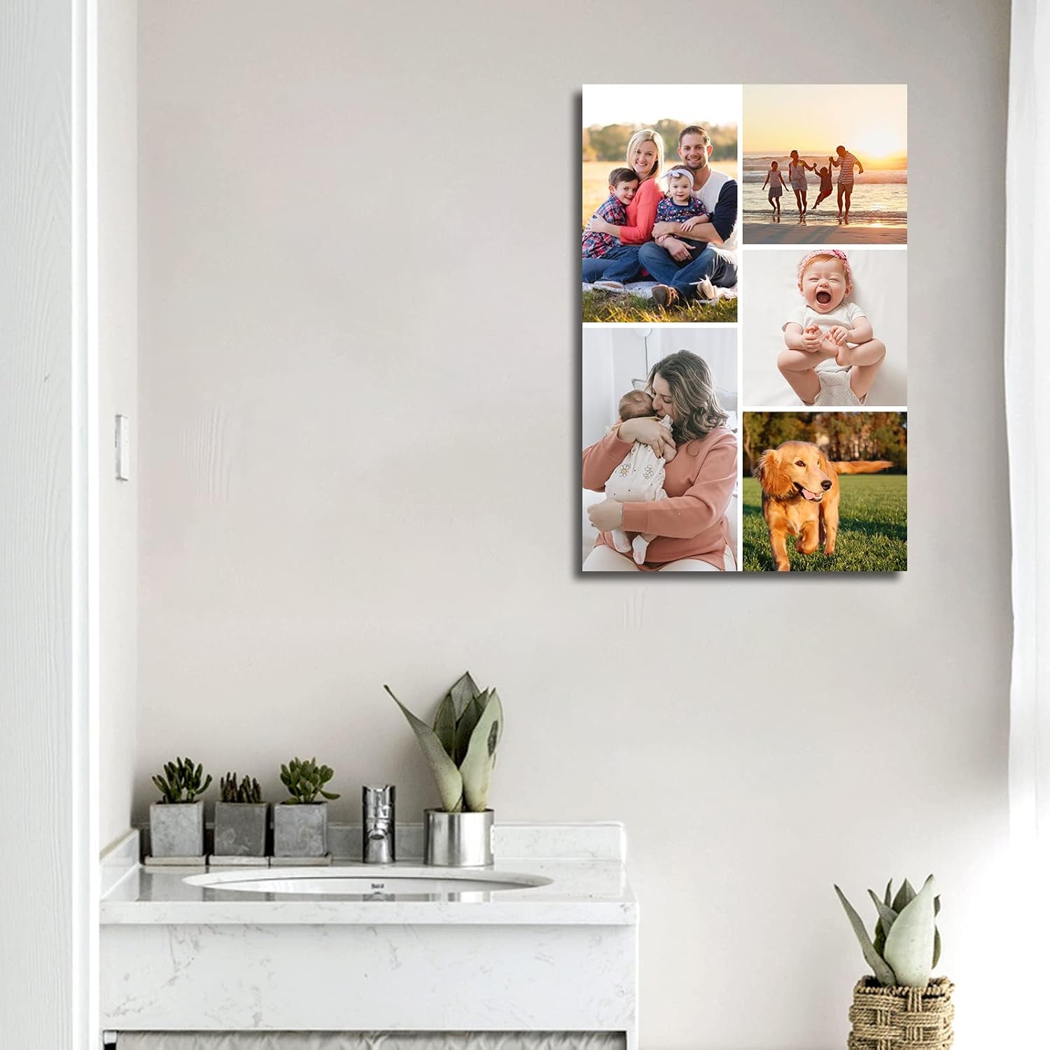 Collage Canvas Prints with Your Photos Personalized Multi Pictures for Wall Custom Family Wedding Baby Pet Dog Photo to Canvas Customized Gifts Home Wall Decor (Collage Photo-6, Framed)