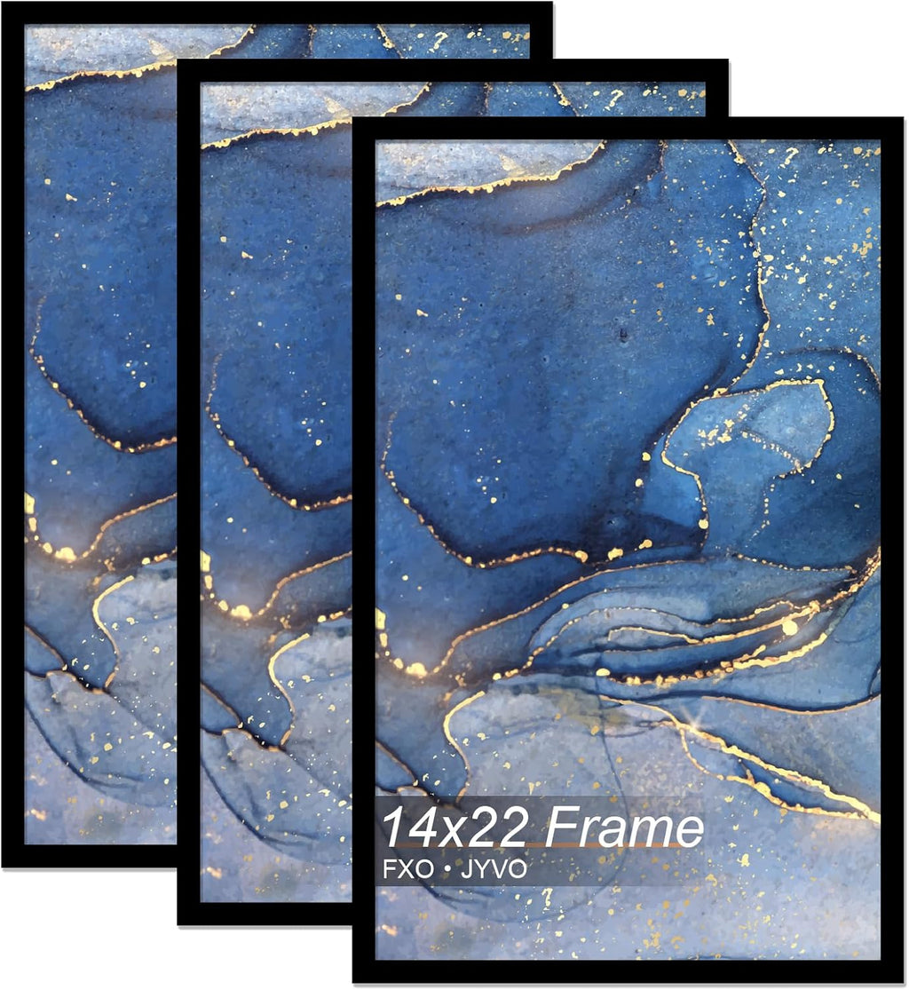 14x22 Picture Frame Set of 3, Black Frame for 14 x 22 Inch Picture Poster Photo, Light Weight and High Transparent 14 by 22 Frame for Wall - 3 Pack/Black/14 x22
