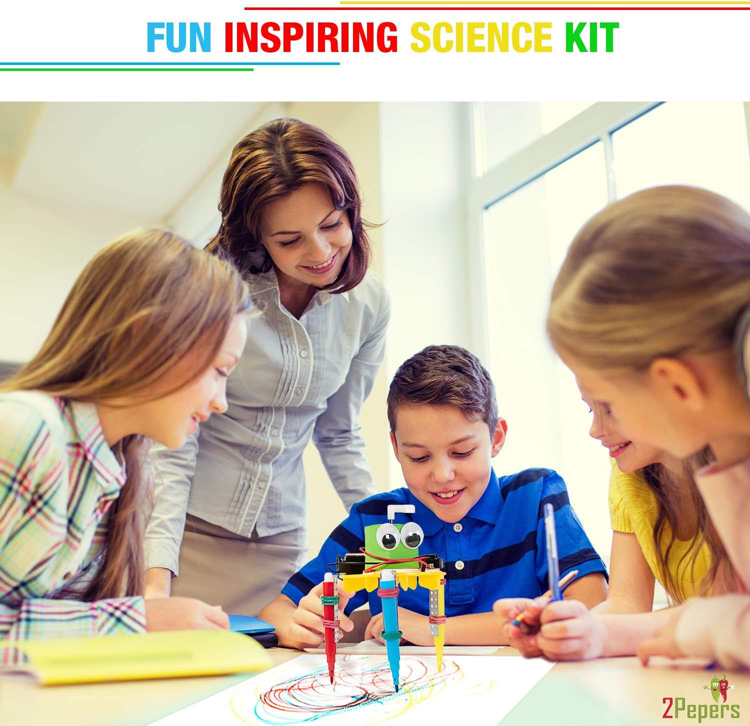 Electric Motor Robotic Science Kits for Kids (4-in-1), DIY STEM Toys Kids Science Experiment Kits,Building Educational Robotics Kit for Boys and Girls,Circuit Engineering Science Project Kits