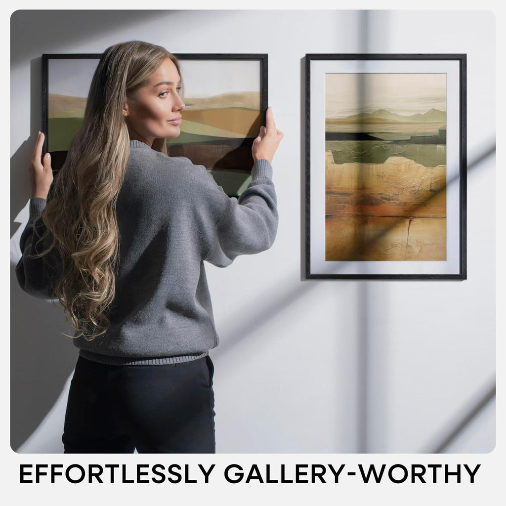 Homeforia 22.375x34 Black Wood Puzzle Frame, High End Oak 22.375 x 34 Frames without Mat, Wooden 34x22.375 Hanging Picture Frames for Wall, 22.375by34 Poster Frames, Tempered Glass, Wall Kit, Set of 1