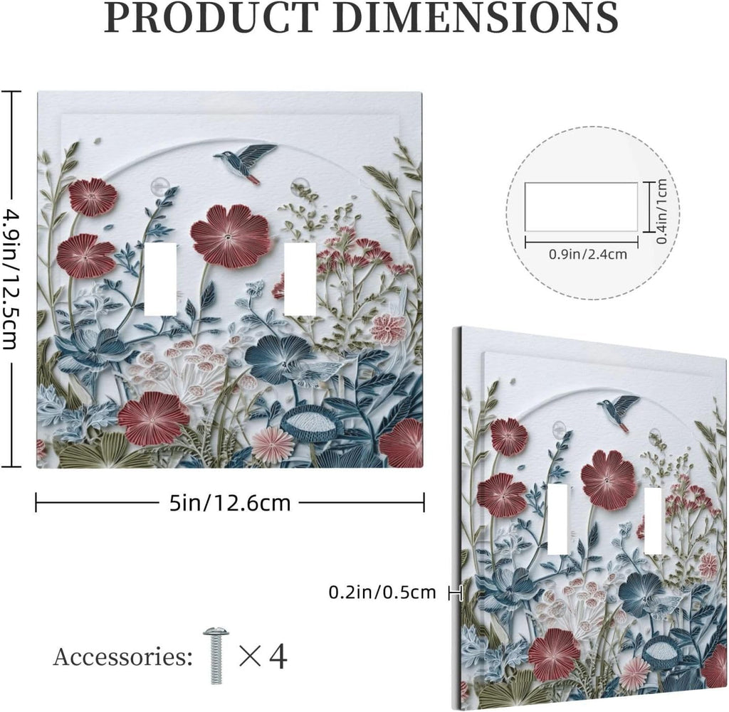 Wildflowers Rustic Flowers Floral Plants 2 Gang Double Toggle Wall Plate Cover Decorative Light Switch Covers Electrical Faceplate Switch Plates for Bathroom Kitchen Home