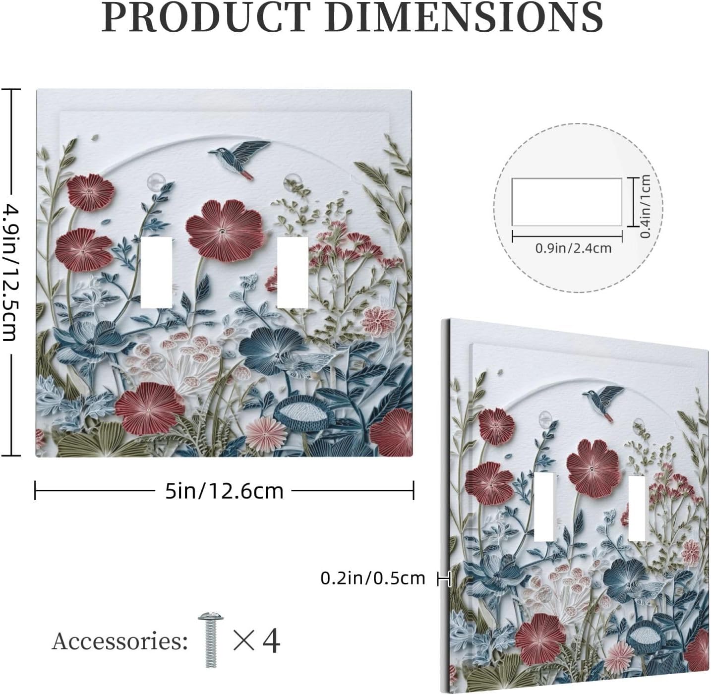 Wildflowers Rustic Flowers Floral Plants 2 Gang Double Toggle Wall Plate Cover Decorative Light Switch Covers Electrical Faceplate Switch Plates for Bathroom Kitchen Home