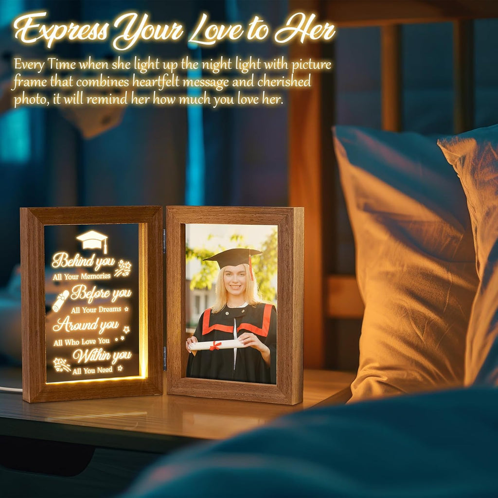 Graduation Picture Frame with Light - Cool College & High School Grad Gifts for Her & Him - Master Degree Congratulations Gifts for Graduates, Women & Daughter