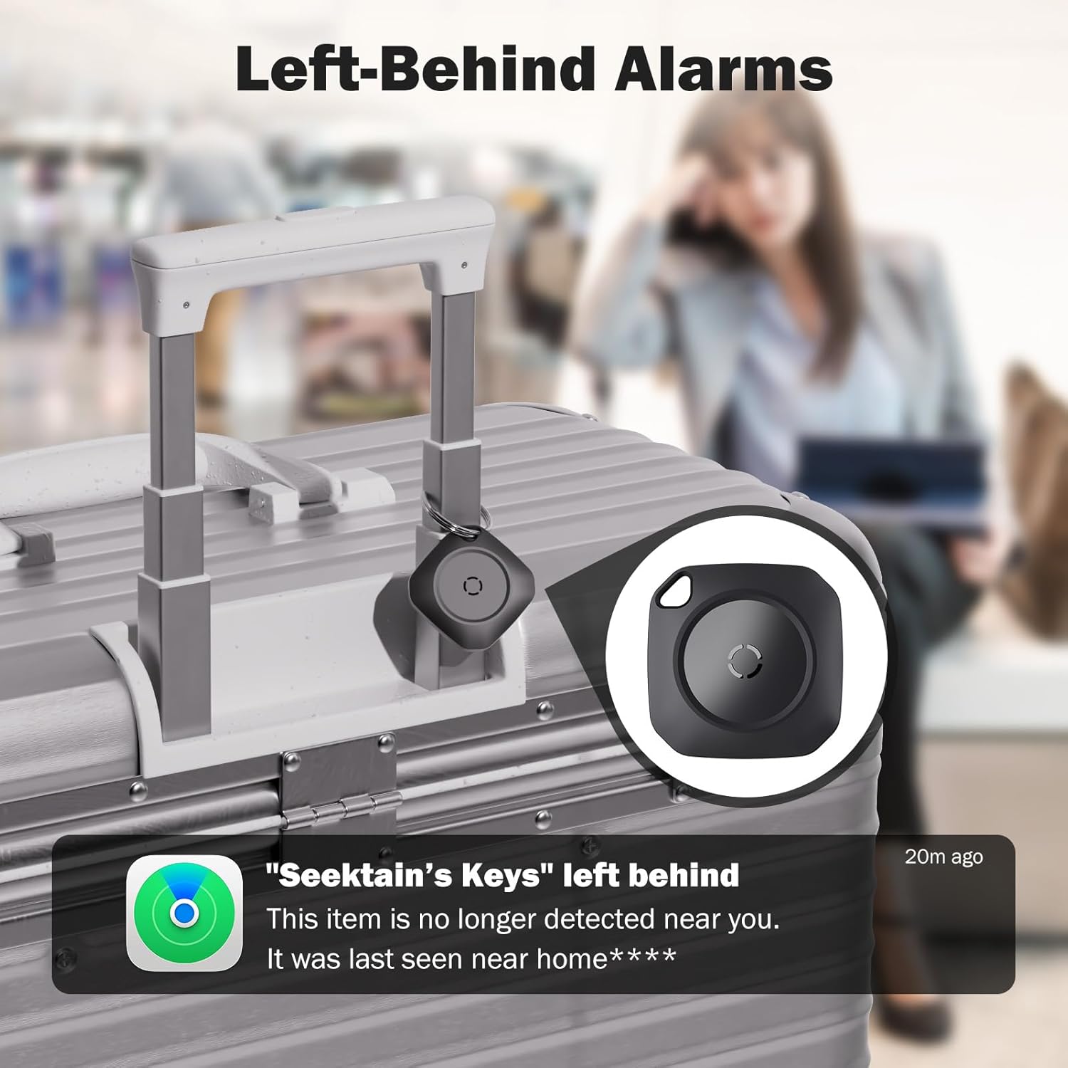 Air Tracker Tag-4 Pack, Smart Bluetooth Tracker Work with Apple Find My(iOS Only), Luggage Tracker Tag for Key, Luggage, Backpack, Suitcase, Replaceable Battery, weTag, Black