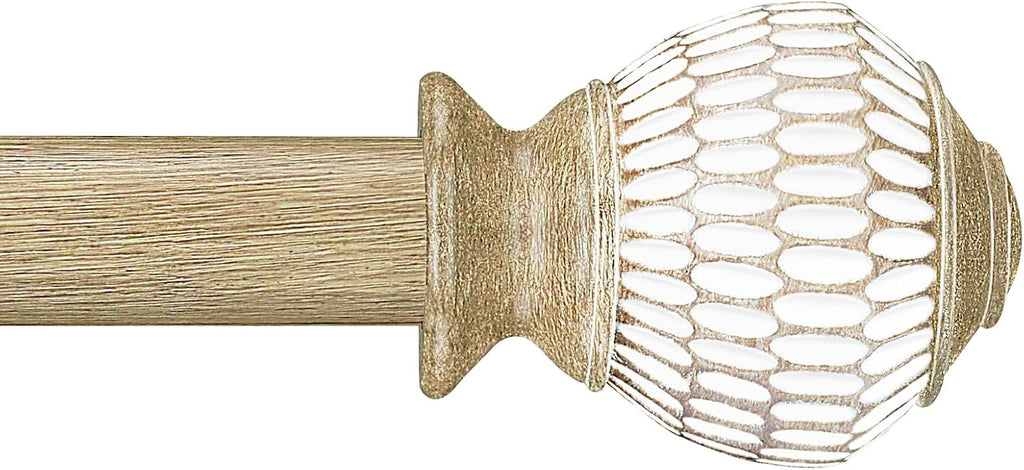 Curtain Rods for Windows 16 to 88 Inches Adjustable Length 1 Inch Diameter Window Curtain Rod with Wood Grain Leaf Pattern Finials,for Heavy Duty Curtains Rods