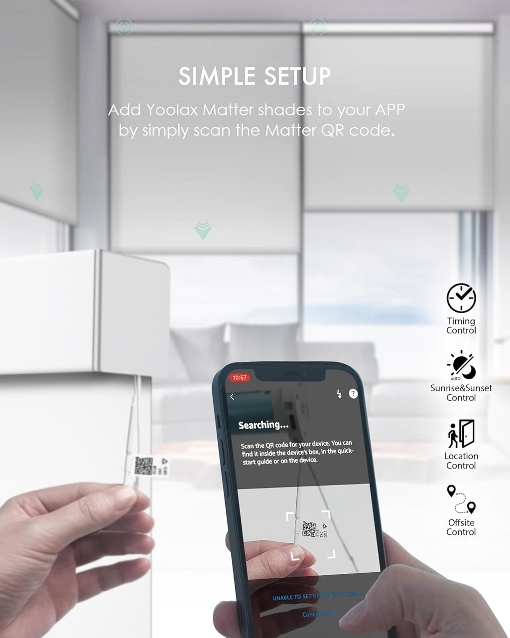 Yoolax Smart Blinds, Motorized Matter Roller Shades Light Filtering Automatic Blinds for Windows Motorized Shades Compatible with Alexa, Google Home, Homekit(Half Shading Pure White)