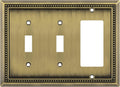Henne Bery Sunken Pearls Heavy Duty Decorative Wall Plate Switch Plate Outlet Cover (Double Toggle/Single Decorator, Antique Brass)