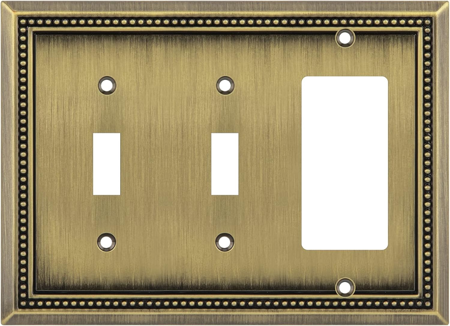 Henne Bery Sunken Pearls Heavy Duty Decorative Wall Plate Switch Plate Outlet Cover (Double Toggle/Single Decorator, Antique Brass)