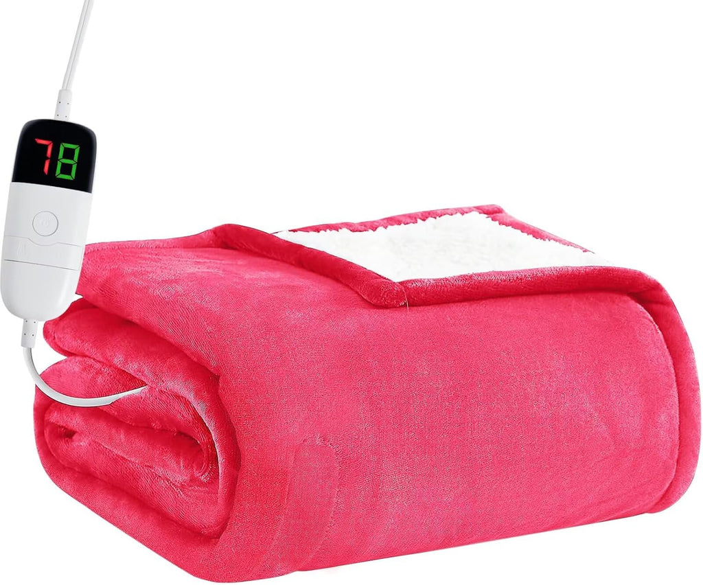 BOMOVA Heated Electric Blanket Twin - 62" x 84" Heating Blanket with 10 Heating Levels & 8 Hours Auto Off, Warm Flannel Blanket, Christmas Birthday Gifts for Women