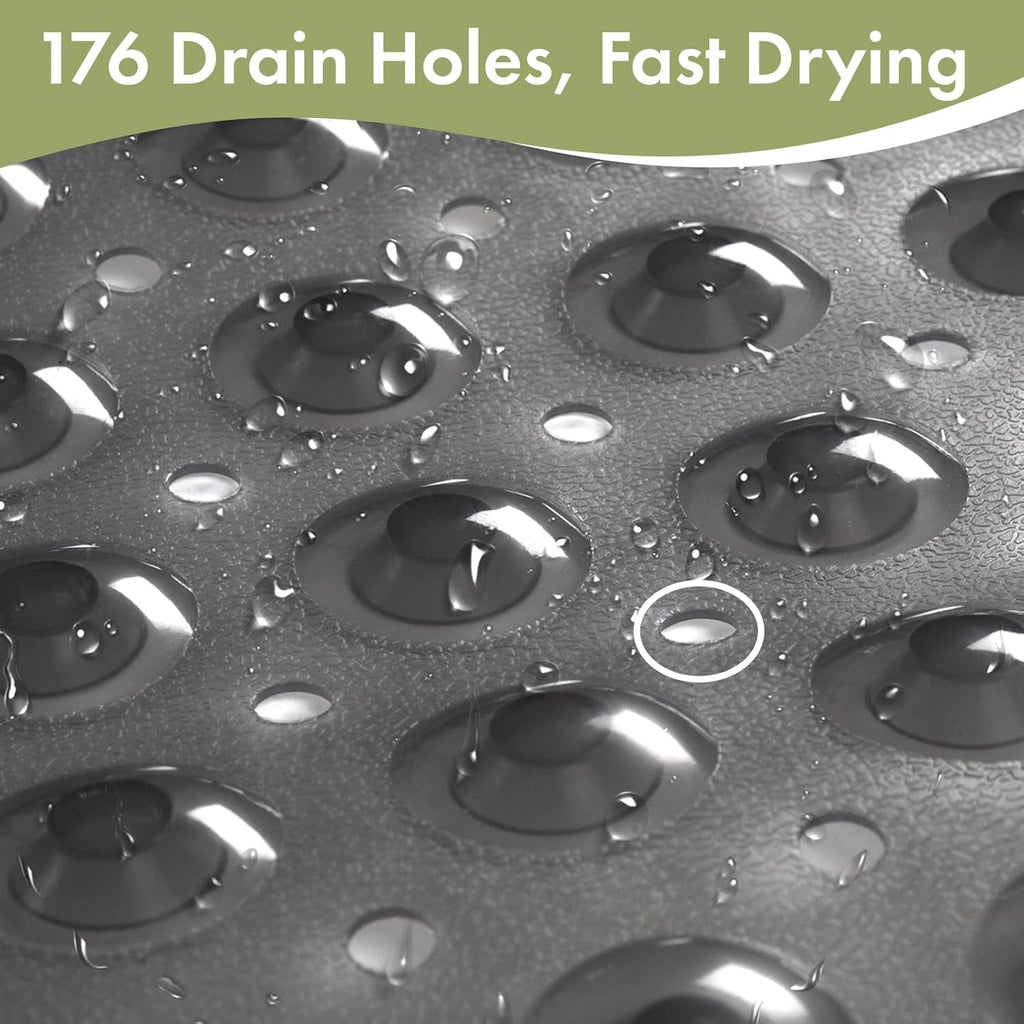 AmazerBath Shower Mat Non Slip 40 x 16 Inches, Shower Stall Mats with Suction Cups and Drain Holes, Non Slip Bath Mat for Tub for Elderly & Kids, Clear Black