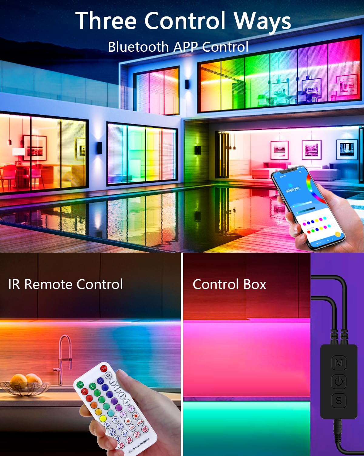ALITOVE WS2812B WS2811 Controller Bluetooth APP Music Sync Addressable RGB IC LED Remote Controller Timer Function SP611E for SK6812 WS2812 SM16703 UCS1903 LED Pixel String Light Strip DC 5V~24V