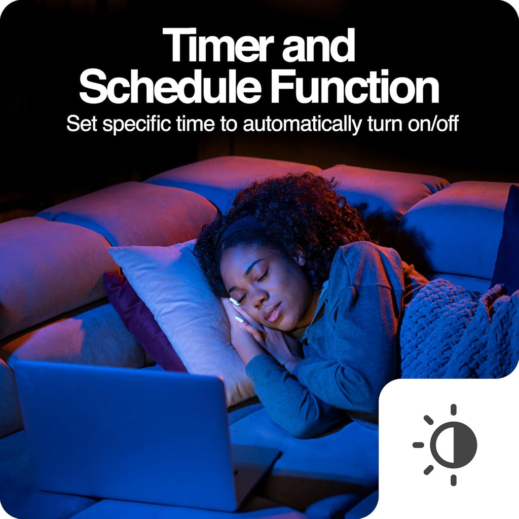 Intermatic ABRA A19 Wi-Fi Smart Bulb, 800 Lumens - Voice Controlled RGB LED, Compatible with Alexa & Google Home - Timers & Schedules, 2.4 GHz Wi-Fi Only, No Hub Required (4 Pack)
