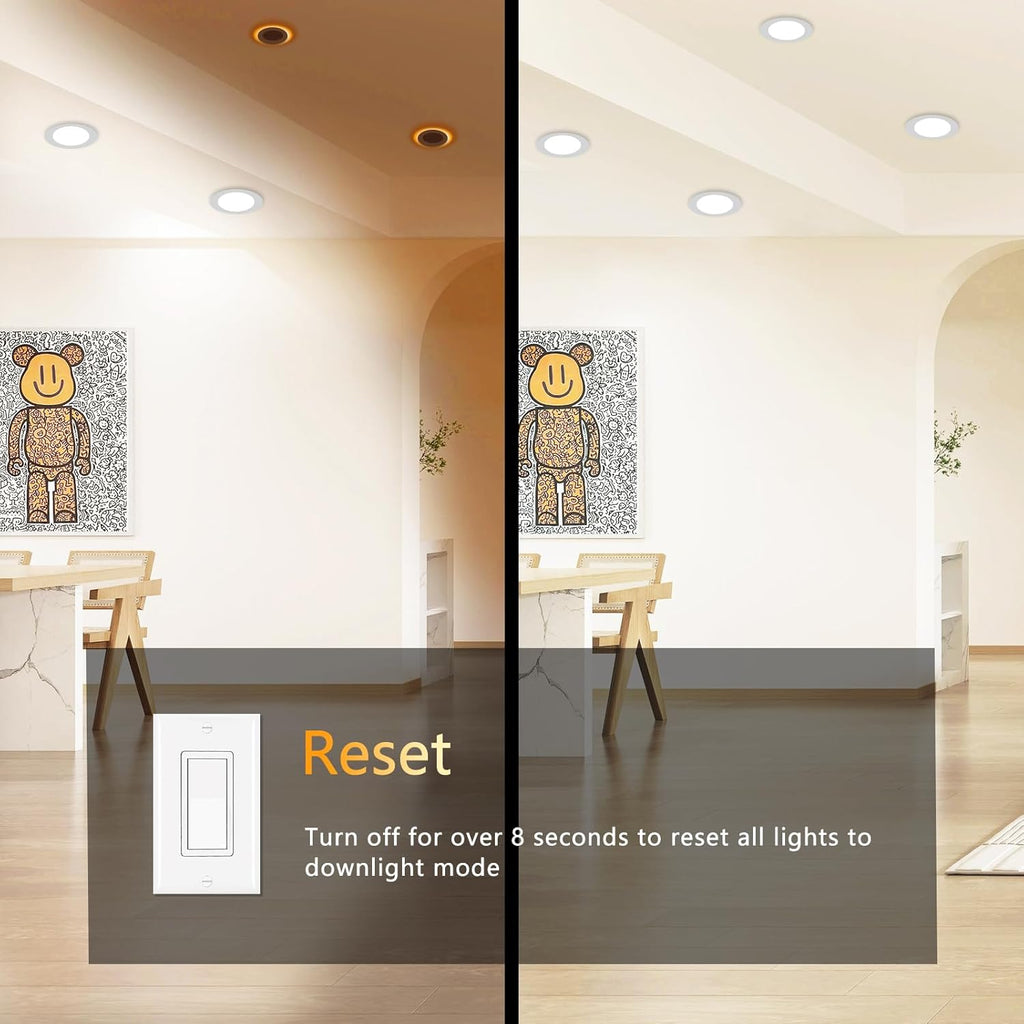 CycevSun 16 Pack 4 Inch LED Recessed Lights with Night Light - Canless Ultra Thin Wafer Downlight Soffit, Dimmable & 5 Color Temperature Selectable, 9W, ETL & Energy Star
