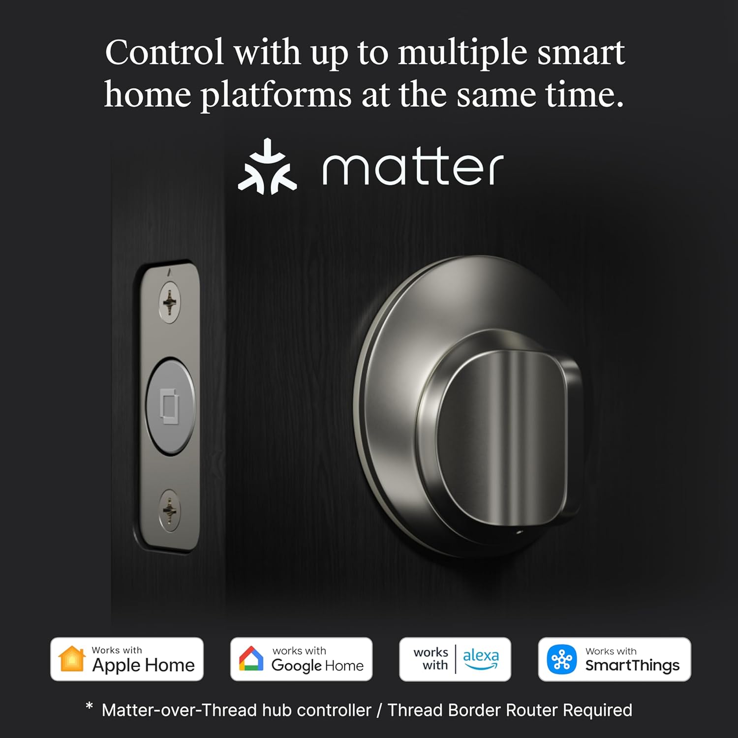 Level Lock (Matter) Smart Lock - World's Smallest, Most Beautifully Designed Matter-Over-Thread Deadbolt - Level App for iOS & Android | Works with Apple Home (Satin Nickel)