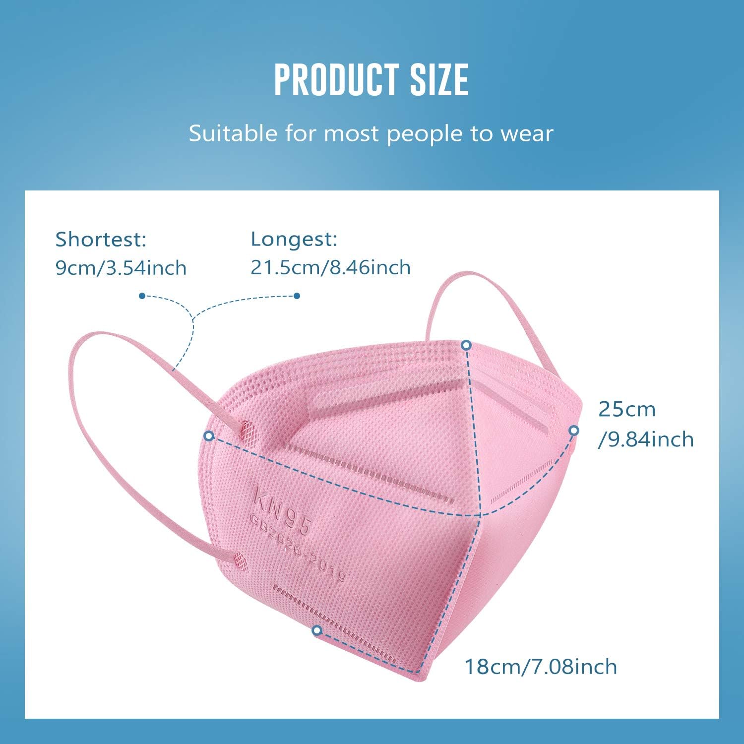 WWDOLL KN95 Face Mask 50 Pack, 5-Layers Breathable KN95 Masks, Pink