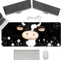 Heated Mouse Pad with 3 Temperature Settings(104°F–122°F),Large 31.5x13 Inch PU Leather Heated Desk Mat,Waterproof Warming Pad for Office,Gaming & Cold Hands Relief,Cute Black White Cow