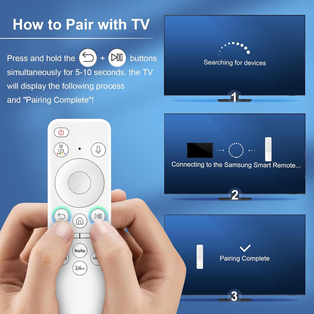 Rechargeable Voice Remote for Samsung Smart TVs, Replacement for 2021–2025 Samsung TV Remote Control with Voice Search. 2-Year Warranty.