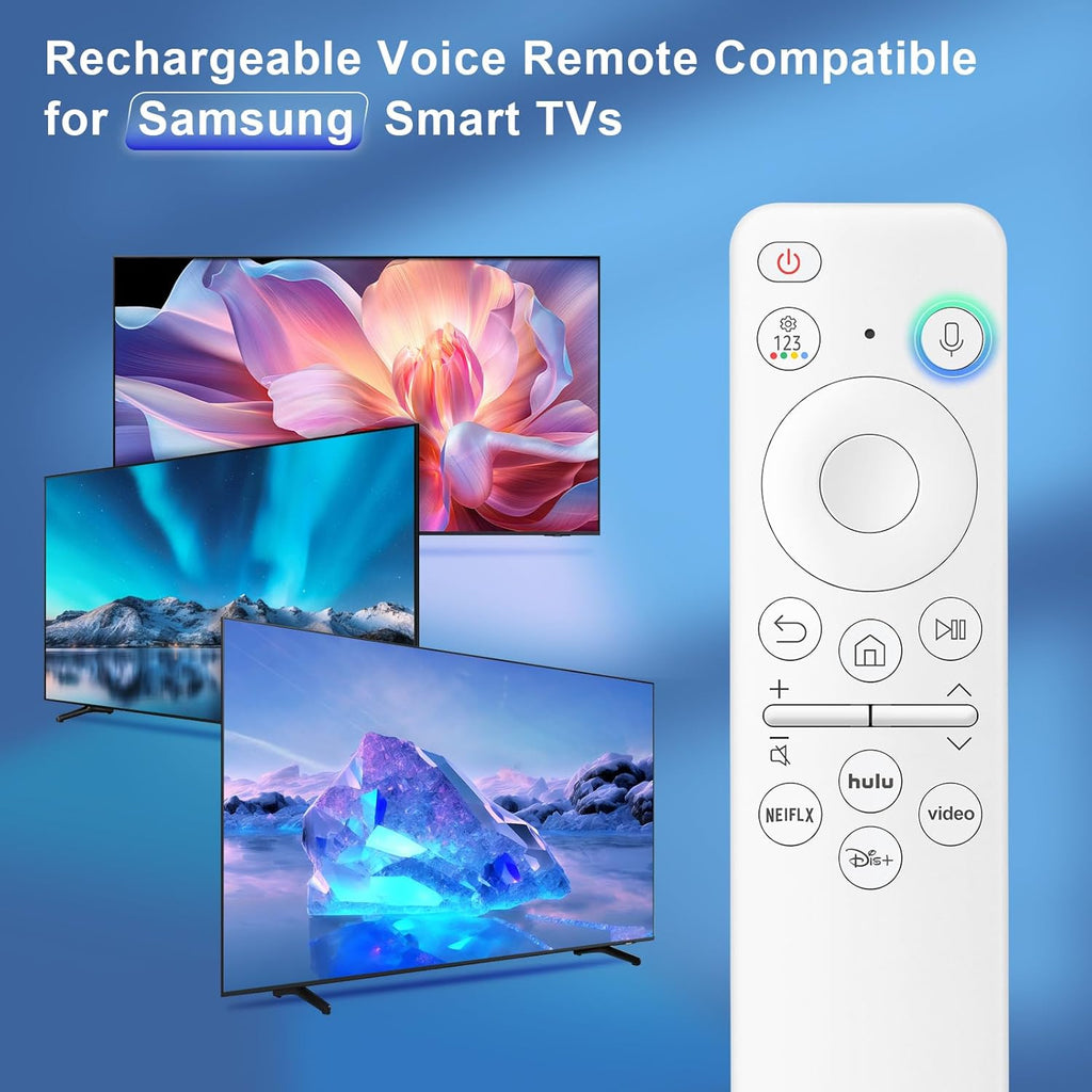 Rechargeable Voice Remote for Samsung Smart TVs, Replacement for 2021–2025 Samsung TV Remote Control with Voice Search. 2-Year Warranty.