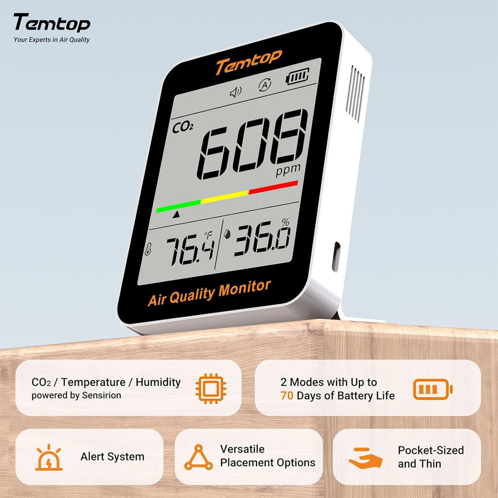 Temtop Air Quality & CO2 Monitoring Combo - Achieving Optimal Home Wellness with Precision Insights