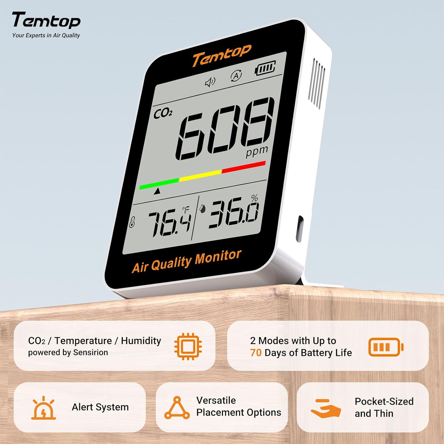 Temtop Air Quality & CO2 Monitoring Combo - Achieving Optimal Home Wellness with Precision Insights