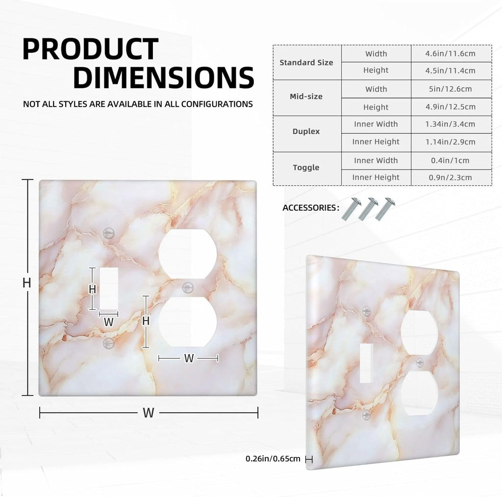Wallplates Pink Jade Marble Granite 1 Toggle 1 Duplex Switch Plate Electrical Gfci Faceplate Decorative Light Switch Covers For Bathroom Kitchen Decor