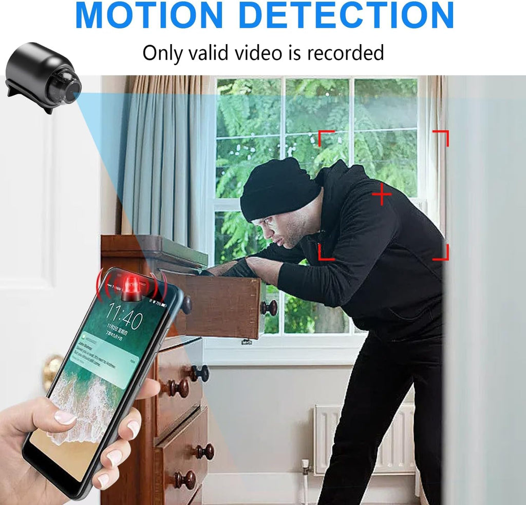 Smallest Wireless WiFi IP Camera,HD1080P Portable Mini Camera with Video Recording Live Feed,Baby Monitor,Nanny Cam,with Night Vision,Motion Detection,Cloud Storage for Security with iOS Android APP