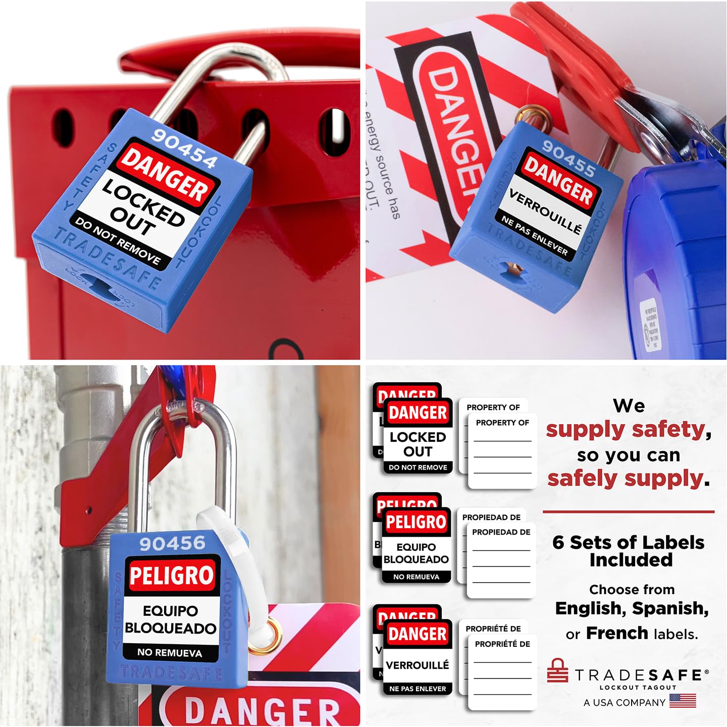 TRADESAFE Lockout Tagout Locks Set - 10 Blue Loto Locks, Lockout Locks Keyed Different, 2 Keys Per Lock, OSHA Compliant Lock Out Tag Out Padlocks, Safety Padlocks for Electrical Lockout Tag Out Kits