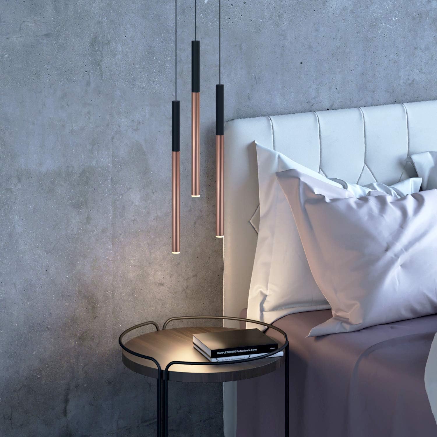 ALTAIR 3 Mini Pendant Lighting Black-Copper - LED Hanging Light Fixture for Kitchen Island, Bar, Foyer - Cluster Pendants - Dimmable, Adjustable Wire, Lamp Bulb Included