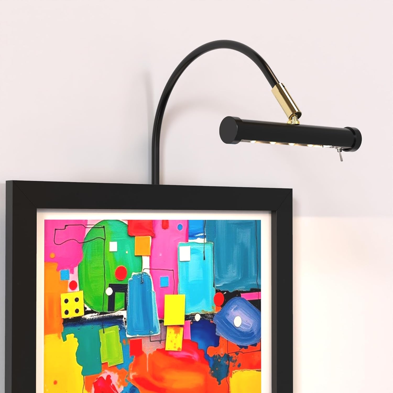 Cocoweb 6 Inch Tru-Slim Black Picture Light - LED, 2700K, Adjustable Arm, Plug-in, Toggle Switch, Sleek and Compact Design
