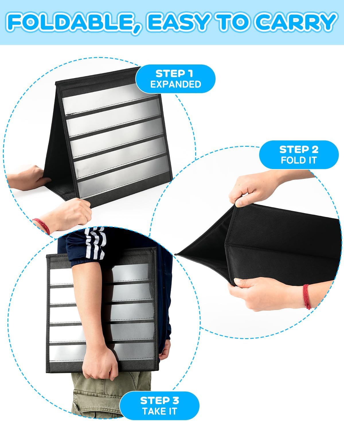 UCEC Foldable Portable Sticker Display Stand-5 Layers Double Sided, Non-Woven Fabric Sticker Holder Display, Pocket Chart for Craft Shows, Vendor Events & Small Business Showcases (17×13in)