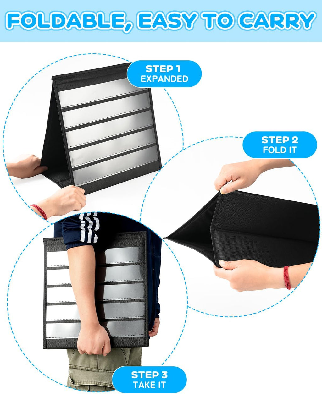 UCEC Portable Sticker Display Stand Foldable, Non-Woven Fabric Sticker Holder Display Double Sided, Sticker Organizer for Vendor Events, Craft Shows & Small Business Displays (5 Layers 13×12.2in)