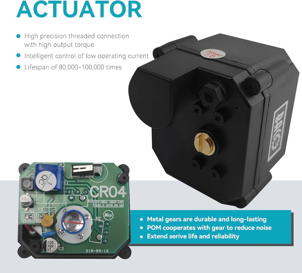 BACOENG Motorized Ball Valve, 2 Wire Auto Return 1/2" Brass Electrical Ball Valve with Full Port, AC/DC9-24V Manually Closable (Normally Closed), Black