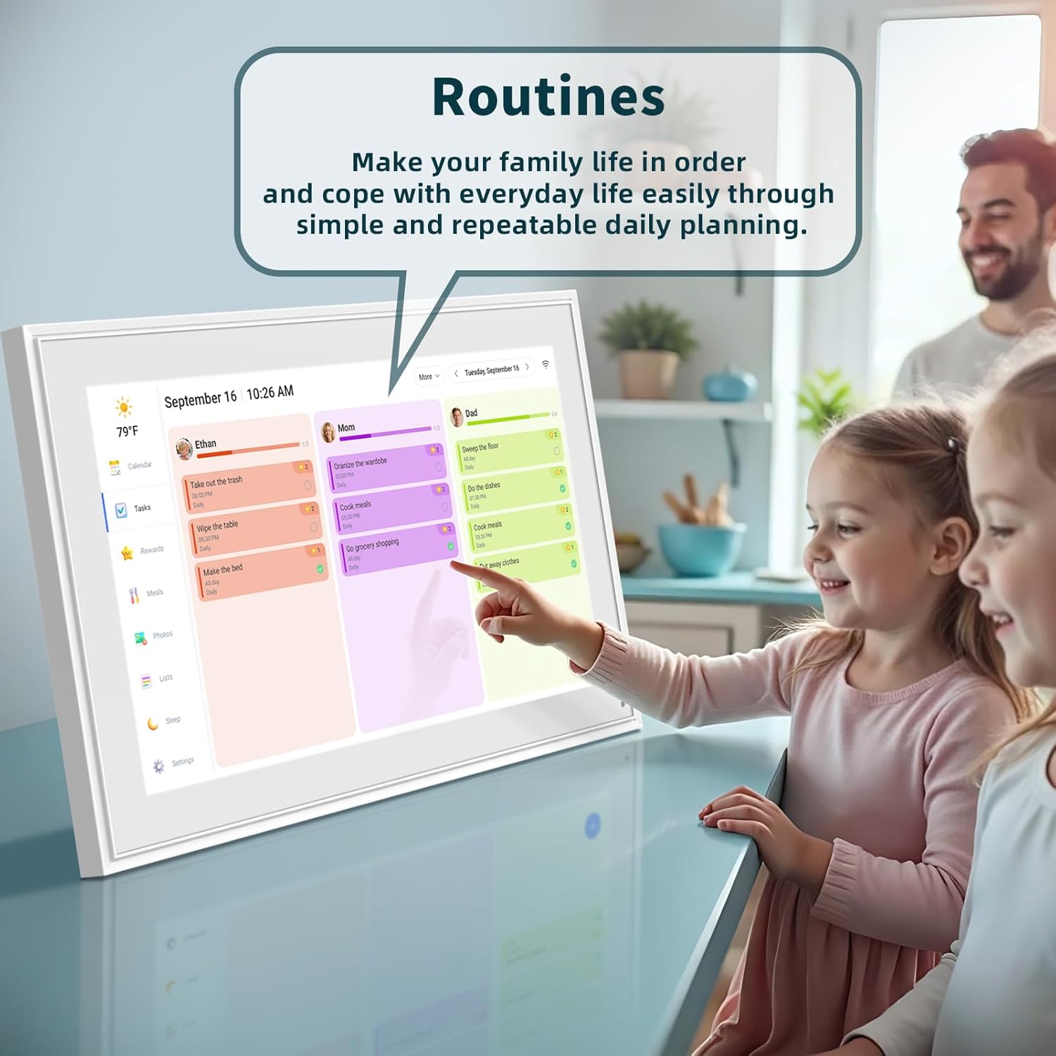 Canupdog Digital Calendar, 21.5 Inch Electronic Calendar Chore Chart & Wall Planner, IPS HD Touchscreen Interactive Display for Family Schedules, Streamline Household Organization, Christmas Gifts for Women Mom