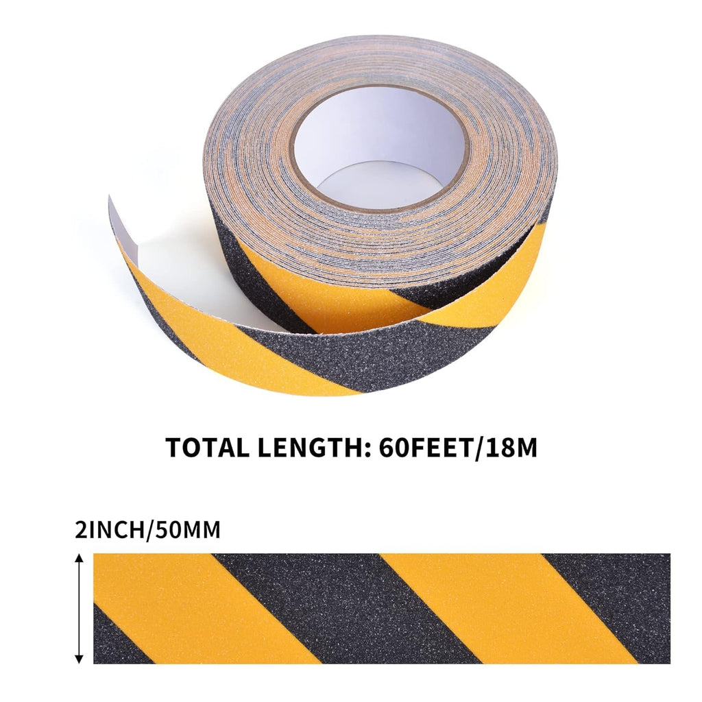 TAPEBEAR Non Slip Hazard Tape, Black and Yellow Safety Tape, Anti Slip Caution Tape Roll, Nonslip Warning Floor Tape for Indoor Outdoor Steps Stairs, Strong Grip Tape, 2inch X 60feet, 5 Rolls