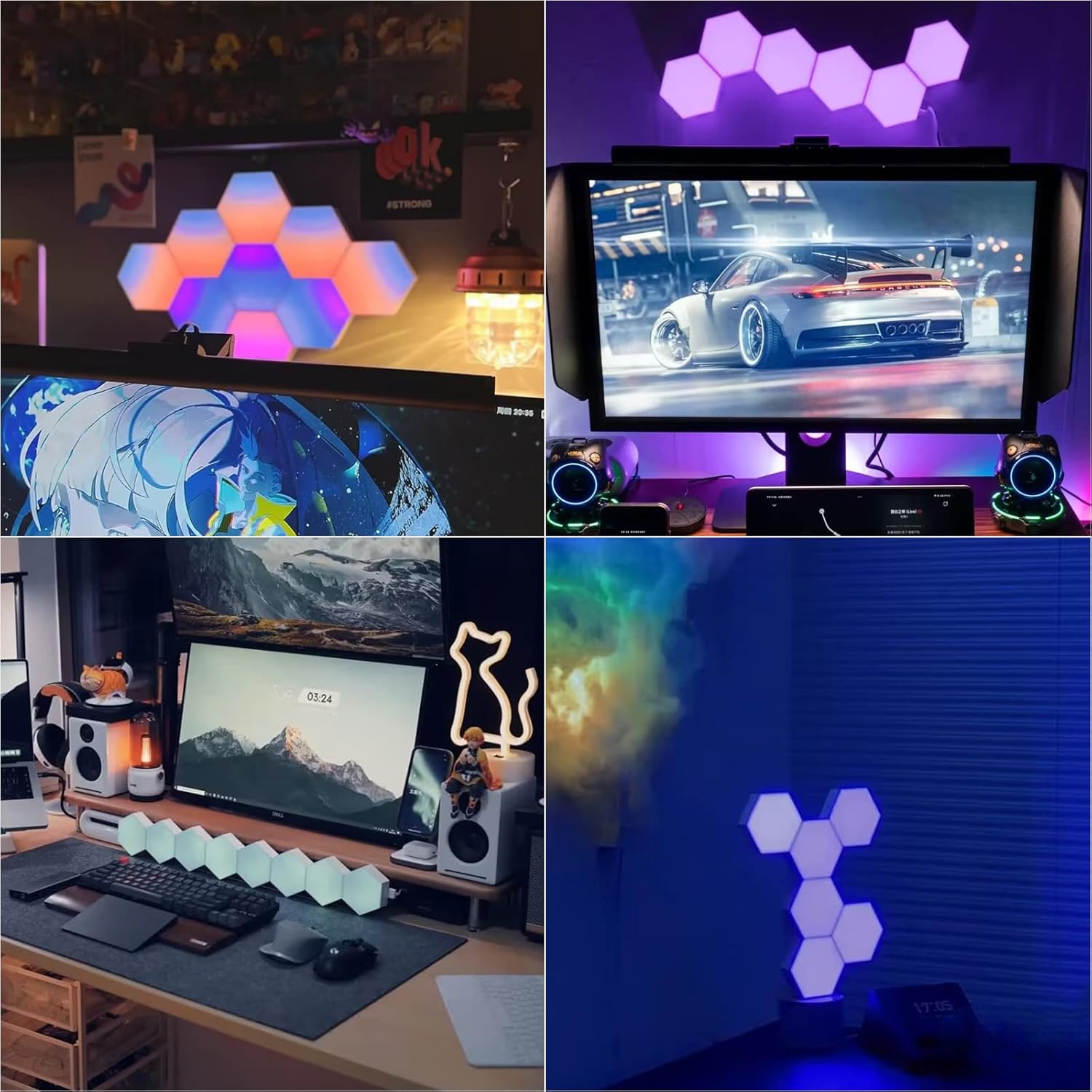 Hexagon Lights, Smart LED Wall Lights with Remote, 13 Colors Touch-Sensitive DIY Modular Assembled RGB Wall Panels, Hex Light with USB-Power for Autism, Game Room Decor, Party (6-Pack)