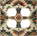Outlet Covers Southwest Rustic American Indian Aztec Boho 2 Gang Double Duplex Decorative Light Switch Covers Electrical Wallplates Socket Faceplate for Bed Room living Room Decor