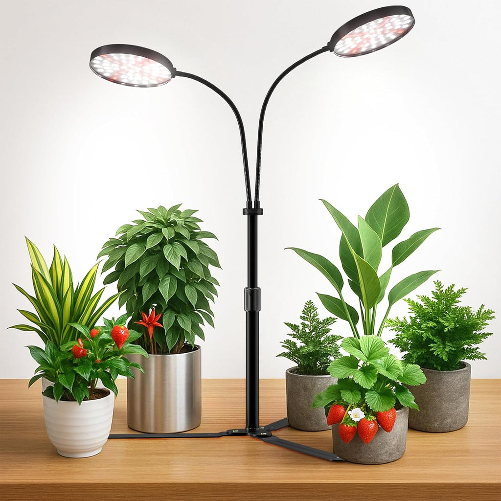 YEOLEH Grow Light for Indoor Plants Growing 6000K Full Spectrum LED Desk Lamp with Dimmable & Timer