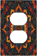 Boho Colorful Mandala 1 Gang Duplex Receptacle Switch Wall Plate Decorative Switchplate Outlet Covers Electrical Plug Cover Faceplate for Bathroom Home Decor 5 X 3 IN