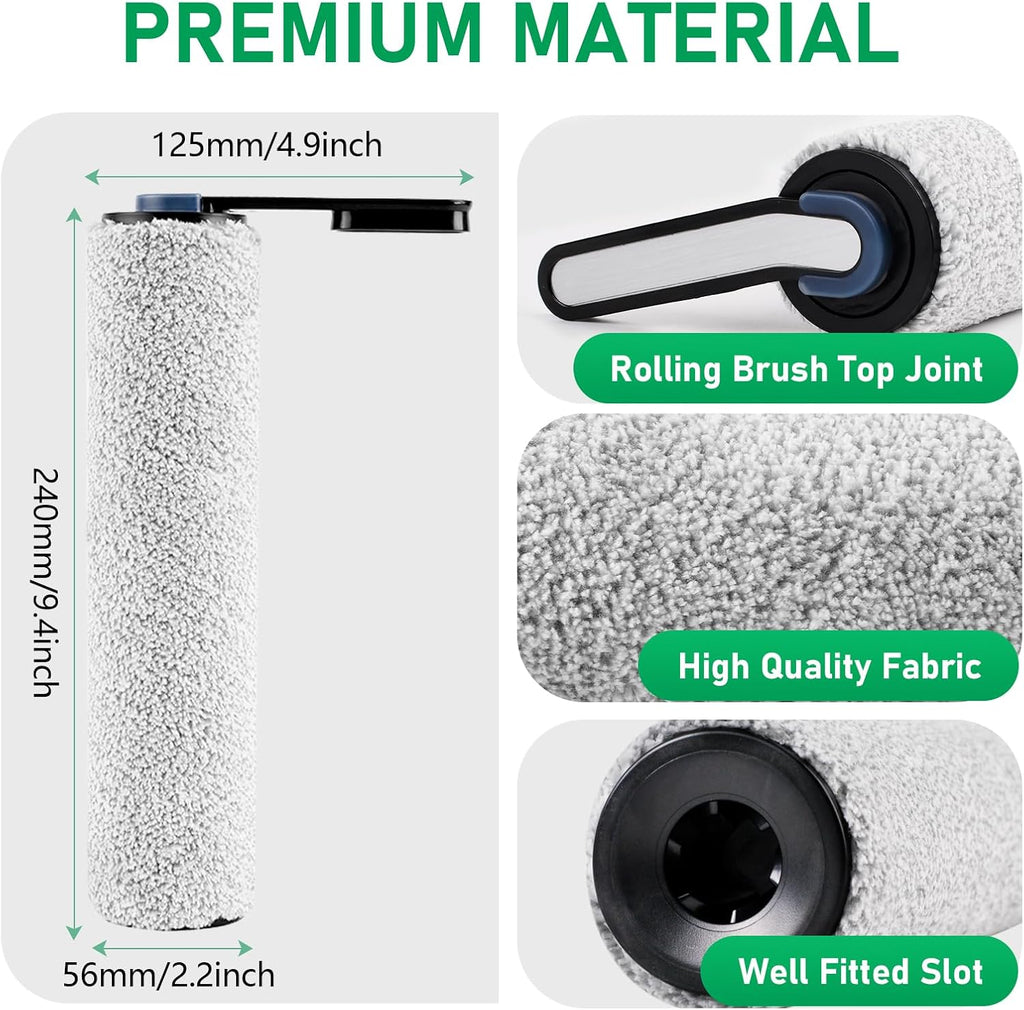 Floor ONE S5 Pro Replacement Roller Brush and Filter Kit for Tineco Floor ONE S5 Blue,Floor One S5 Pro 2 Cordless Wet Dry Vacuum Replacement Parts,3 Roller Brush,3 Filters,1 Cleaner Brushes