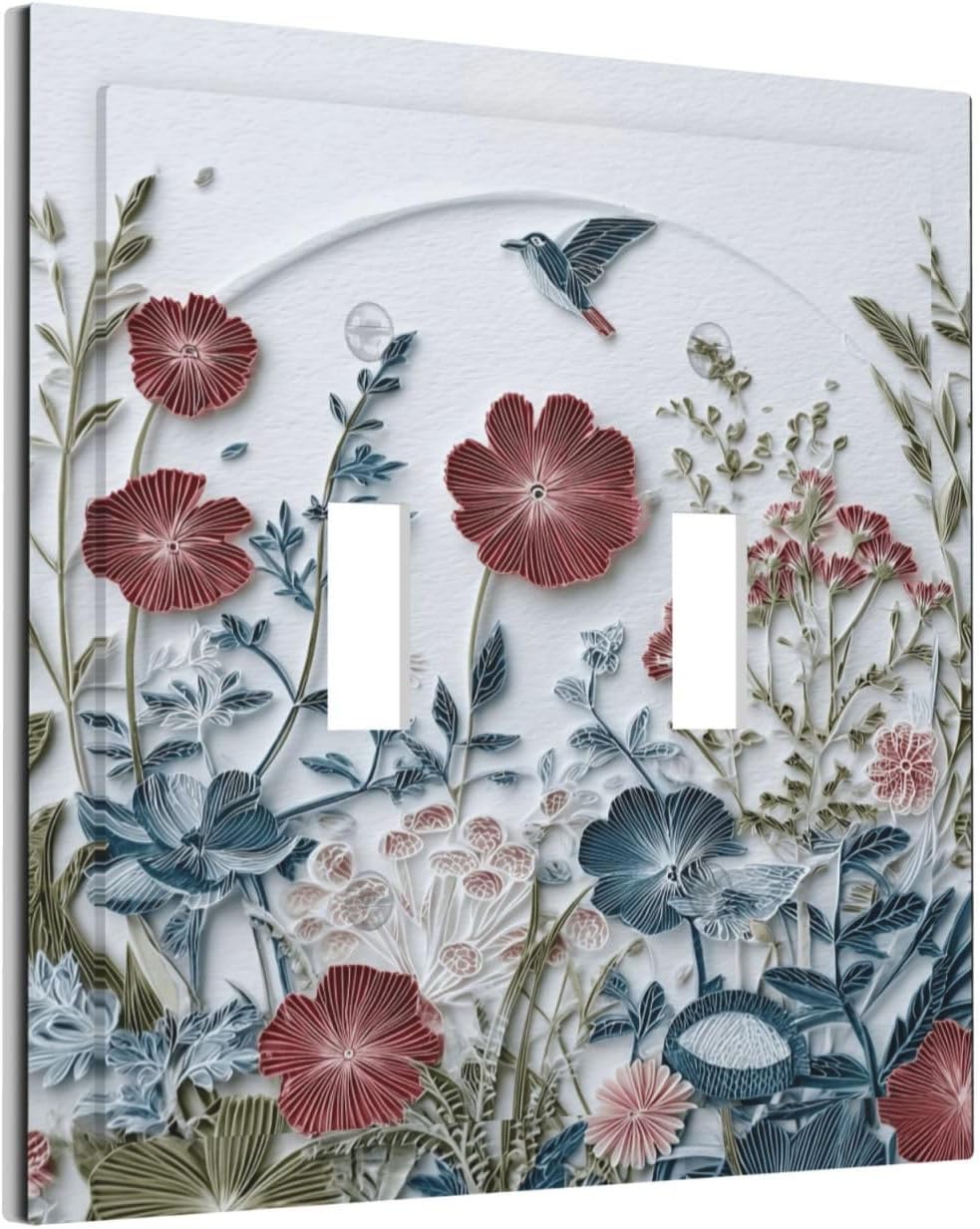 Wildflowers Rustic Flowers Floral Plants 2 Gang Double Toggle Wall Plate Cover Decorative Light Switch Covers Electrical Faceplate Switch Plates for Bathroom Kitchen Home