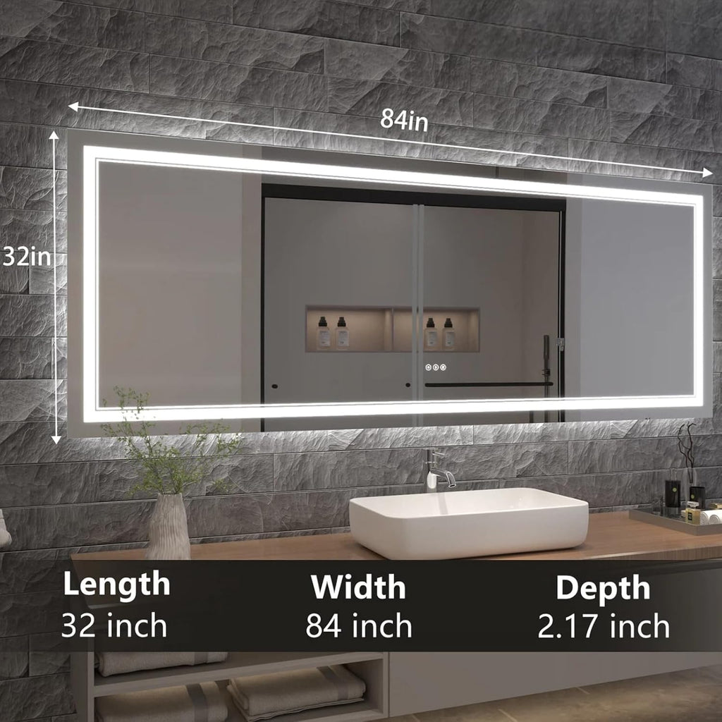 LED Bathroom Mirror with Lights, Wall Mirrors