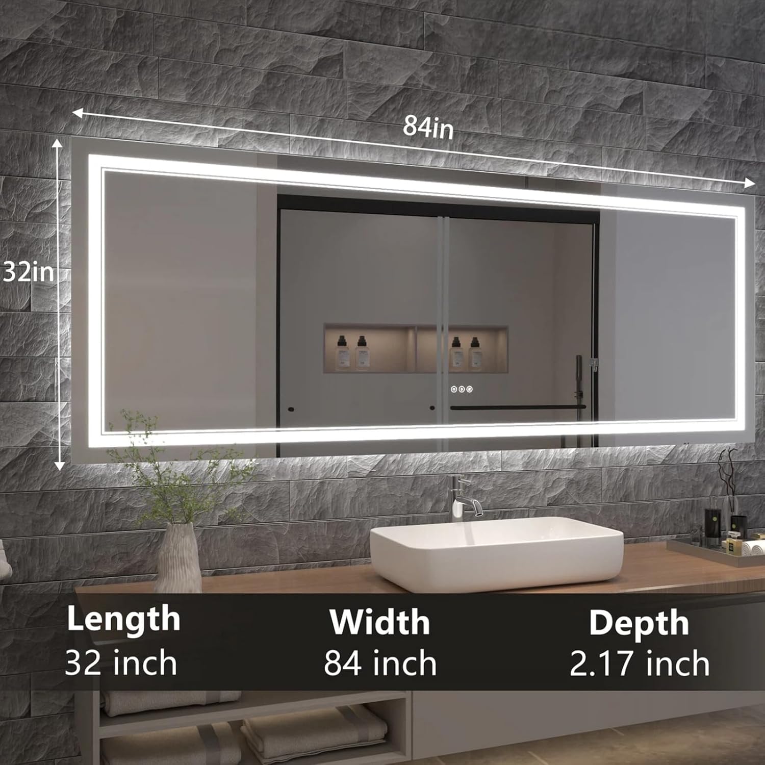 LED Bathroom Mirror with Lights, Wall Mirrors