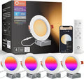Lumary Smart WiFi LED Recessed Lighting 6 Inch with Remote, RGBWW Canless Ceiling Lights with Anti-Glare Metal Trim & J-Box, Compatible with Alexa/Google, 13W 1000Lm, 4Pack