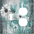 Wallplates Teal Daisy Floral Vintage Wood Plank 1 Toggle 1 Duplex Switch Plate Electrical Gfci Faceplate Decorative Light Switch Covers For Farmhouse Cabin Decor