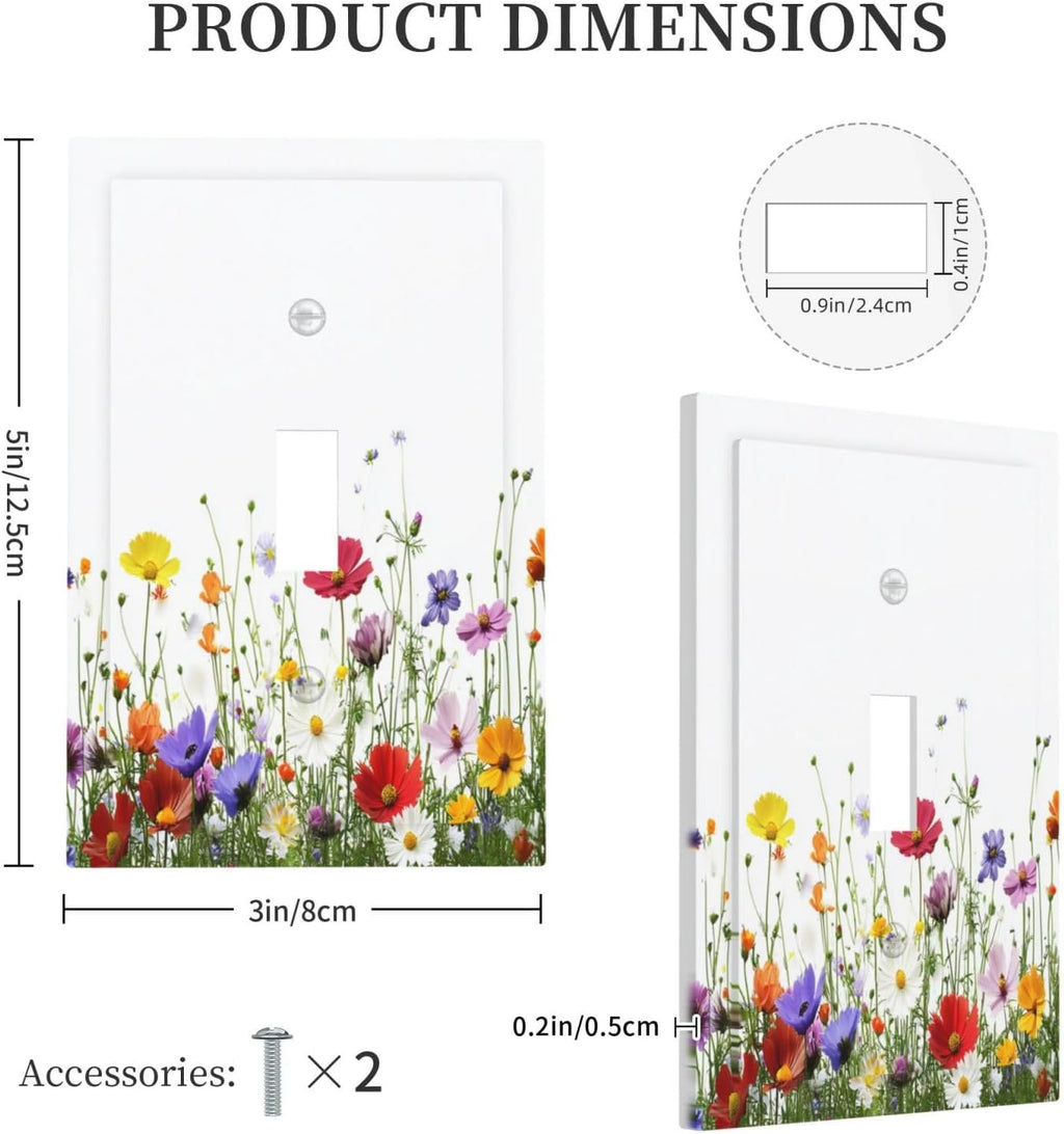 Decorative Light Switch Cover Colorful Wildflowers Plant Floral Daisy 1 Gang Single Toggle Device Electrical Faceplate Switchplates Decorator Outlet Wall Plate For Bed Room Living Room