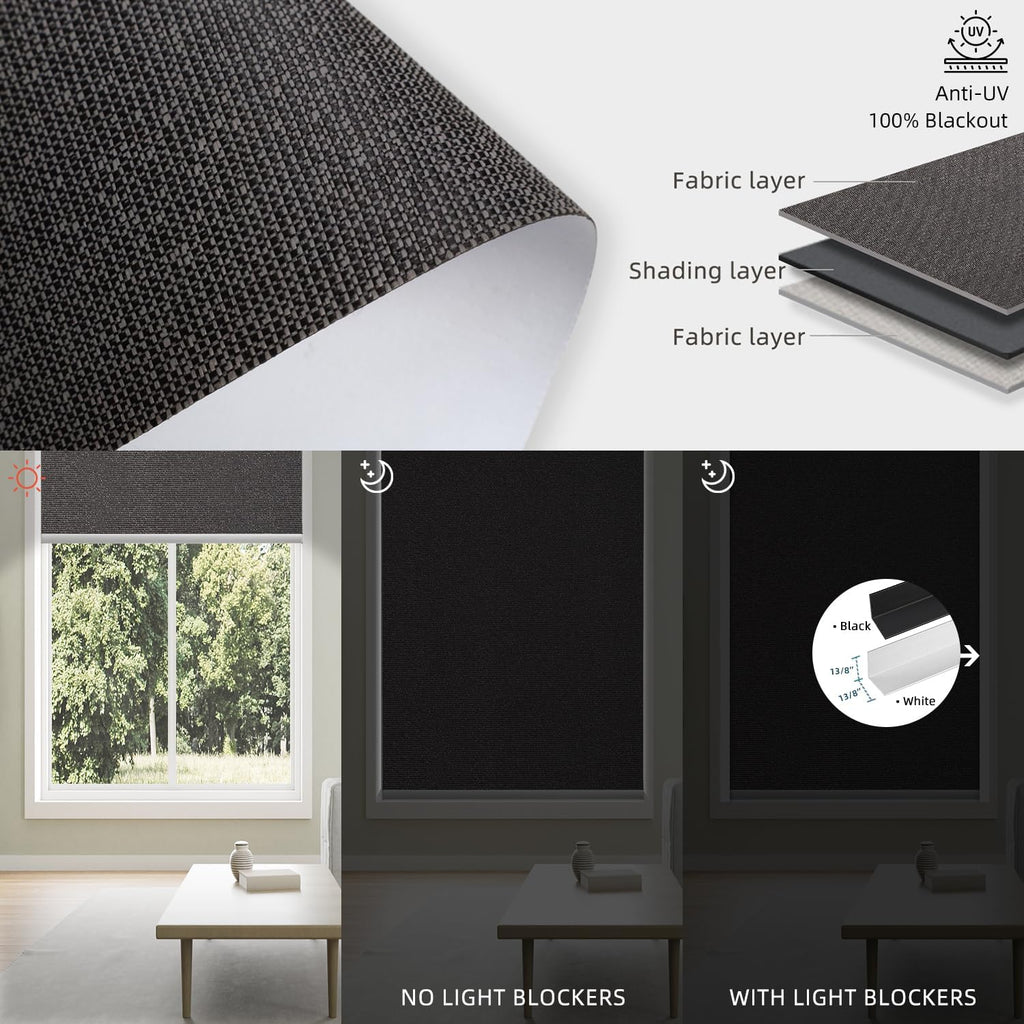 SmartWings Motorized 100% Blackout Shades Blinds, Custom Size, Cordless Window Shades with Rechargeable Battery, Work with Matter/Apple HomeKit, Alexa, Thread/Zigbee, Remote Optional, Eclipse Umber