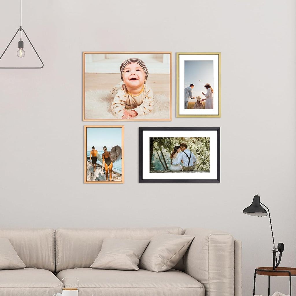 4x6 Picture Frame, Gold Metal Photo Frames with HD Glass, Fits 3x5 with Mat or 4 x 6 without Mat, Display for Wall and Table, 1 Pack